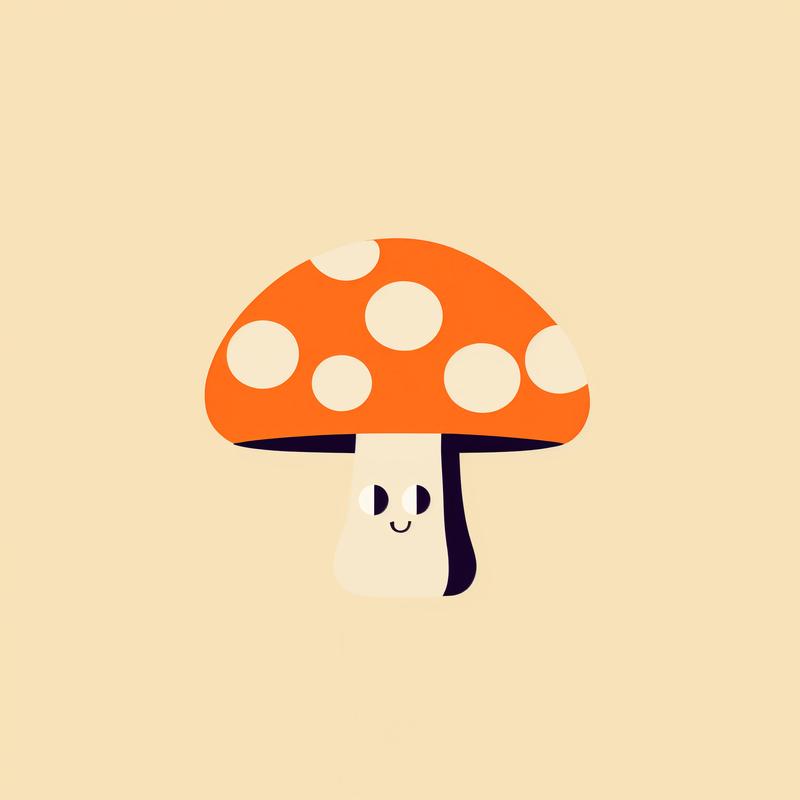 A cheerful mushroom greets with a smile