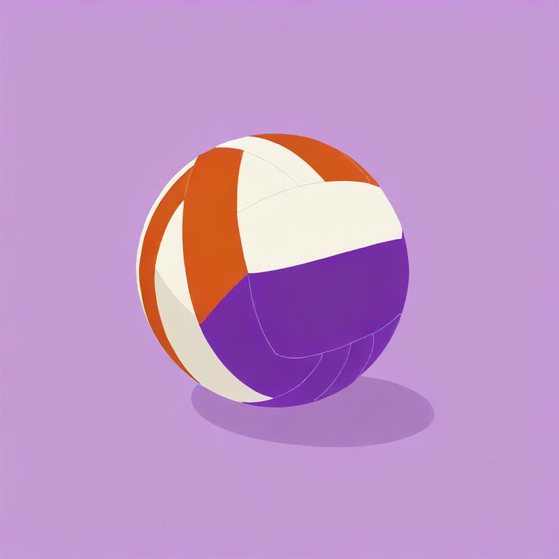 A colorful volleyball rests on the ground