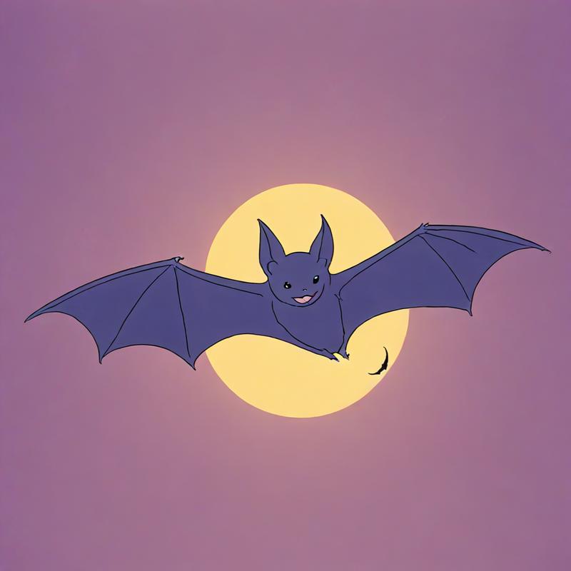 A friendly bat soars before the moon