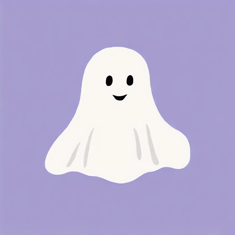 A friendly ghost greets with a smile