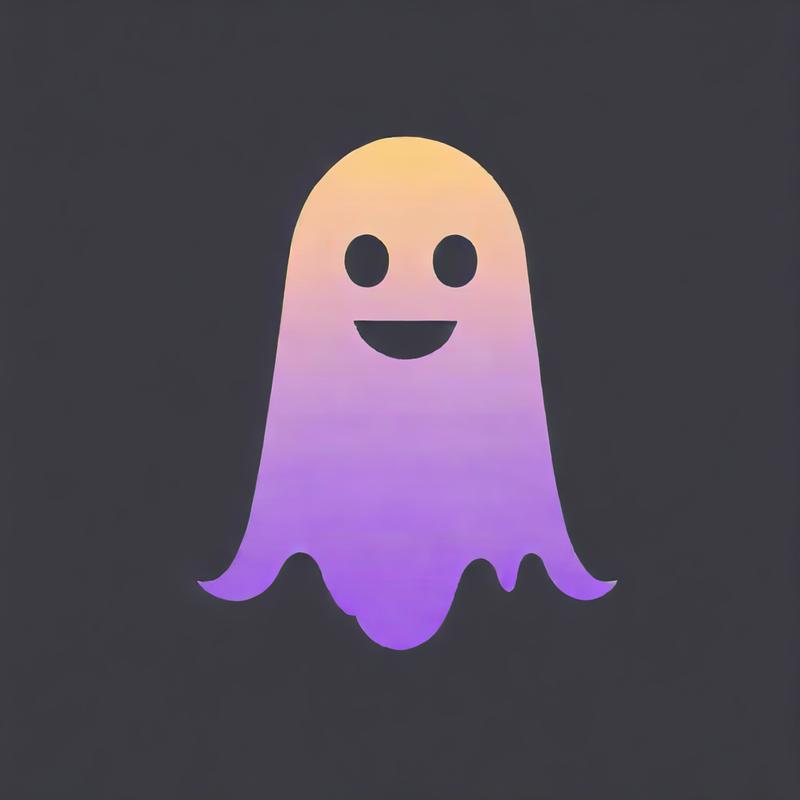 A friendly ghost smiles cheerfully