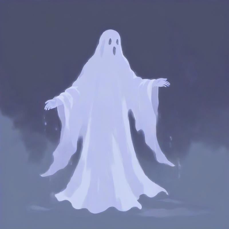 A ghostly figure emerges from the mist