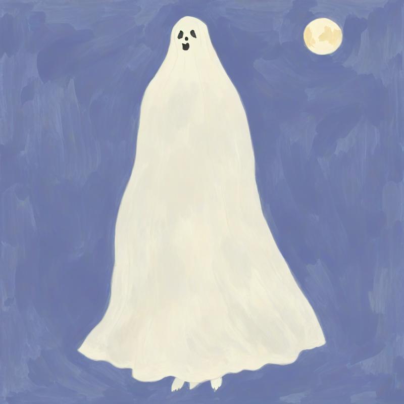 A ghostly figure haunts the moonlit night