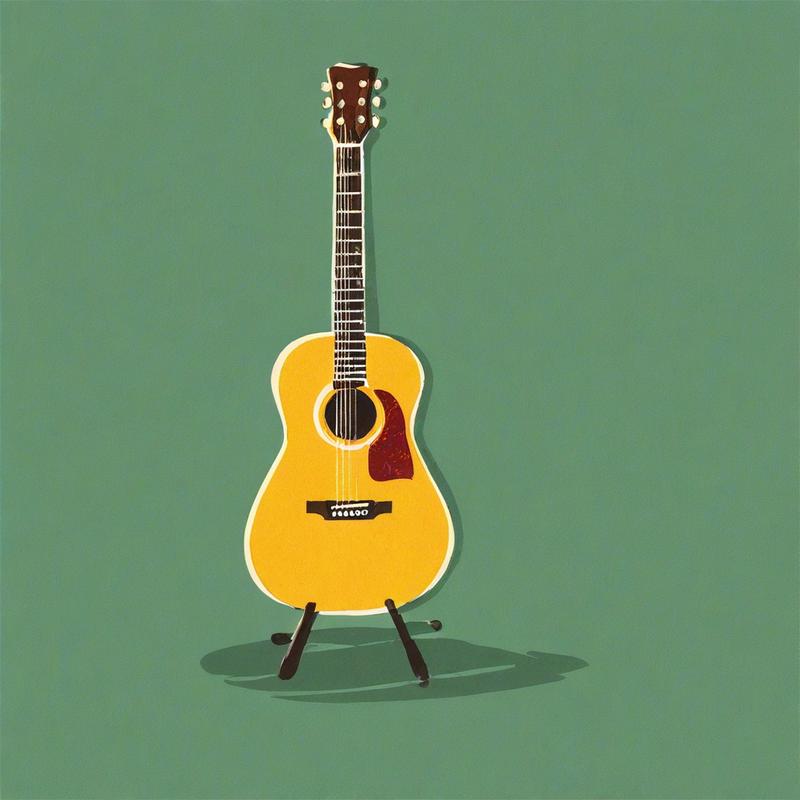 A guitar stands on its stand