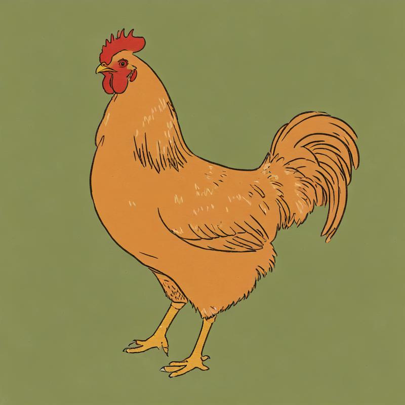 A proud rooster struts confidently forward