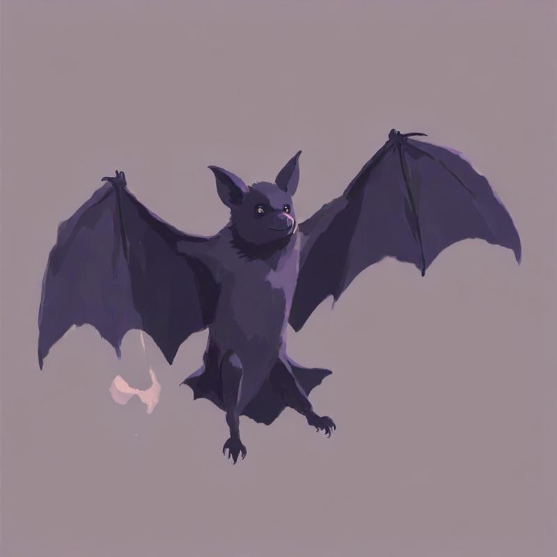 A purple bat takes flight