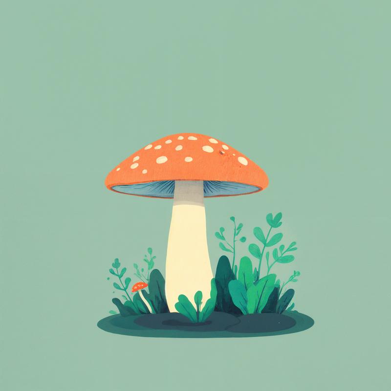 A vibrant mushroom flourishes in nature