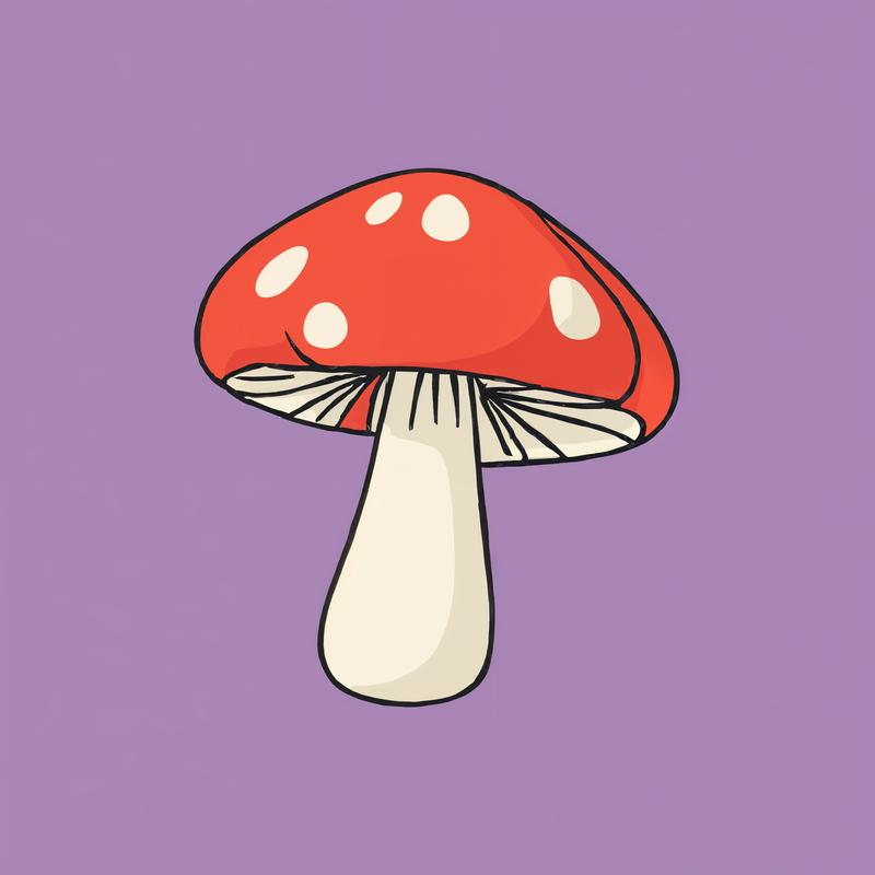 A vibrant mushroom stands out boldly