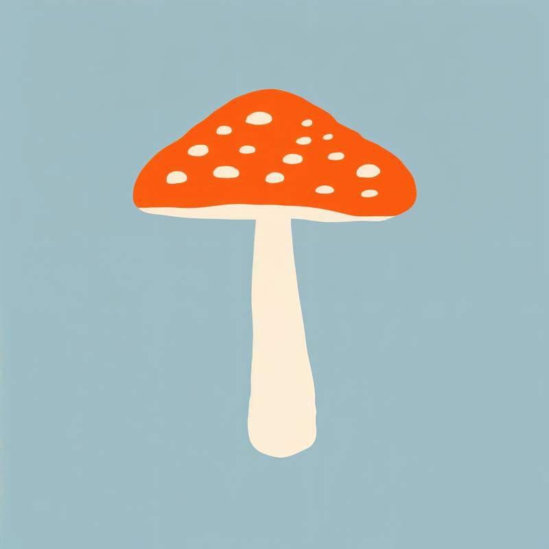 A vibrant mushroom stands out boldly