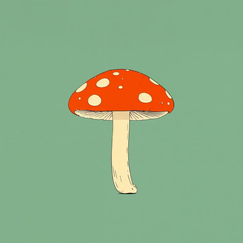 A vibrant mushroom stands out gracefully