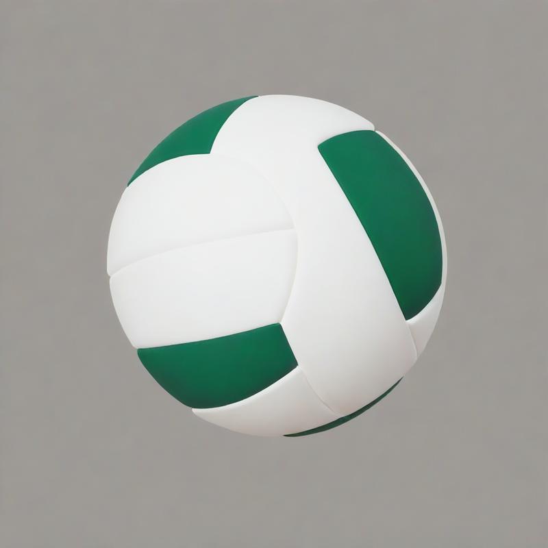 A volleyball displays green and white colors