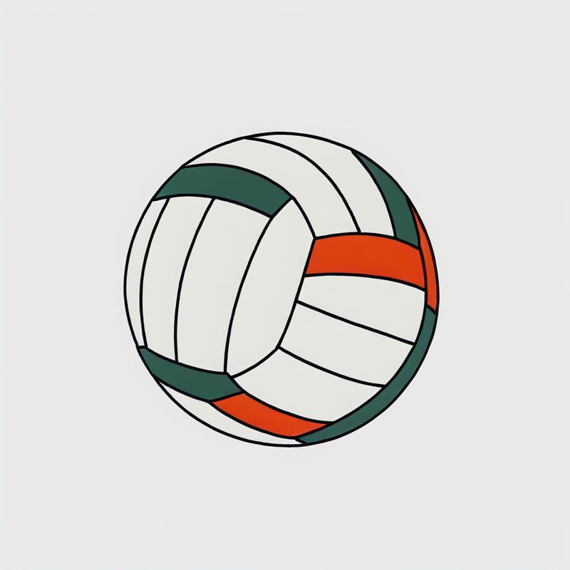 A volleyball displays team colors proudly