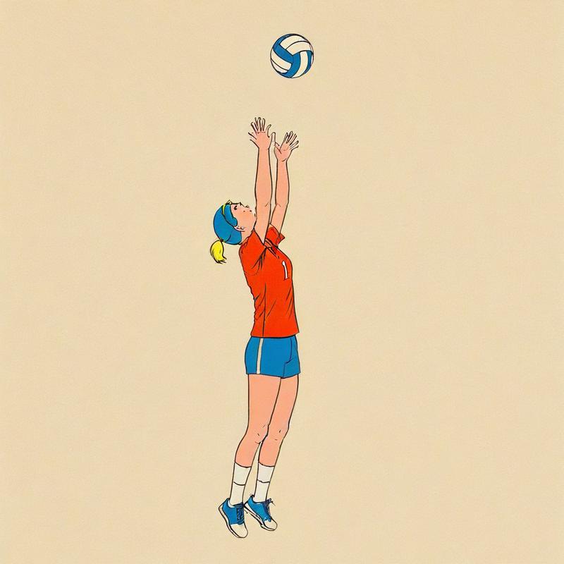 A volleyball player serves the ball