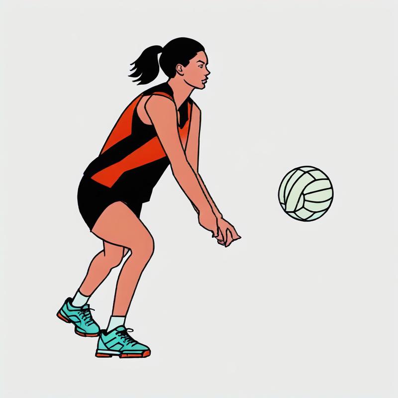 A woman plays volleyball with determination