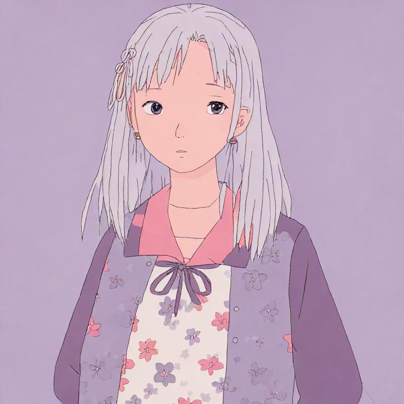 A young girl wears floral pajamas