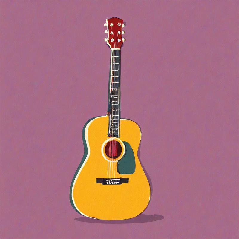 Acoustic guitar awaits musical performance