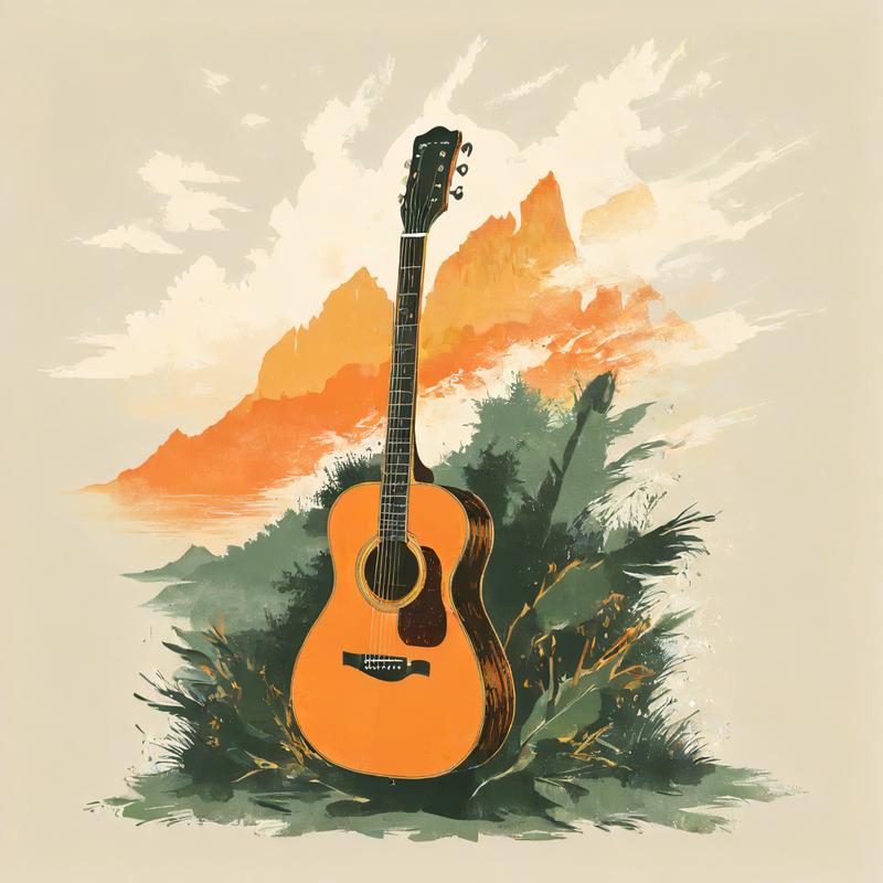 Acoustic guitar harmonizes with nature's melodies