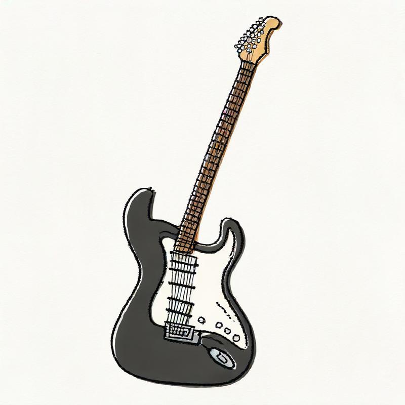 An electric guitar awaits a musician