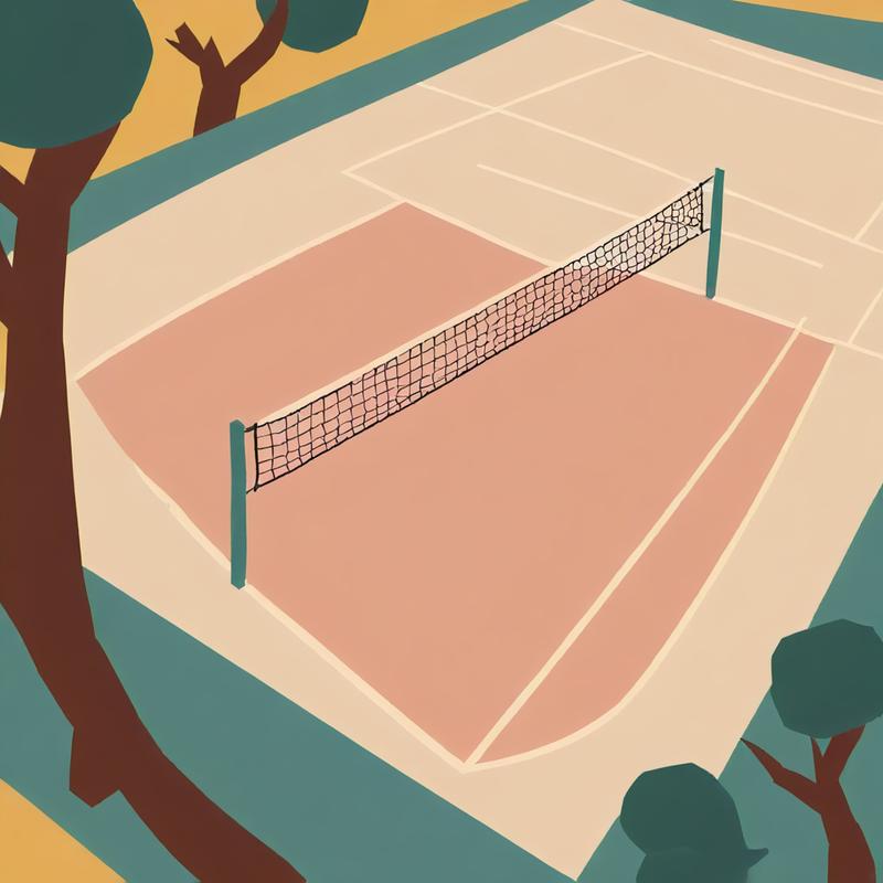 An empty tennis court awaits players