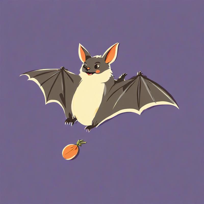 Cute bat enjoys a dangling carrot