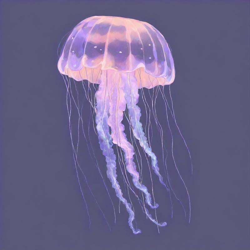 Ethereal jellyfish drifts through violet depths