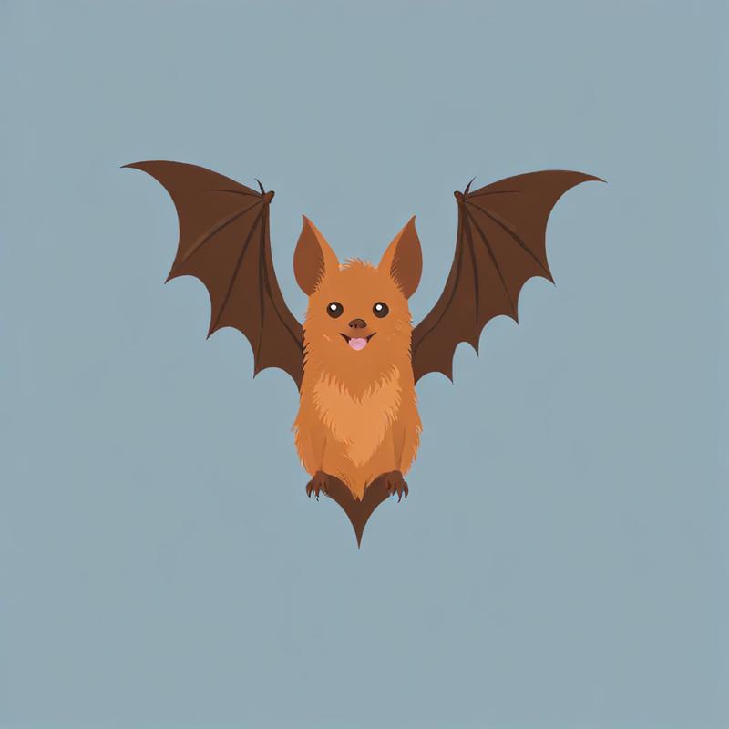 Furry bat creature soars with outstretched wings