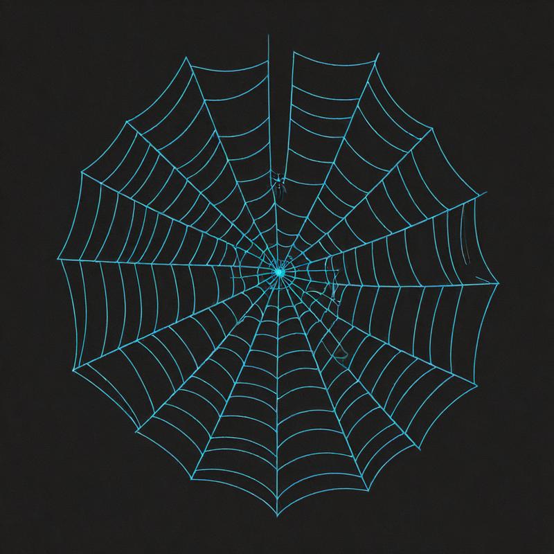 Glowing spider's web captivates in darkness