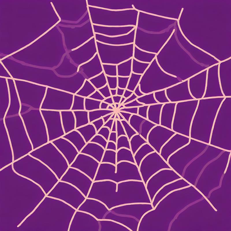 Intricate spider's web glistens on purple