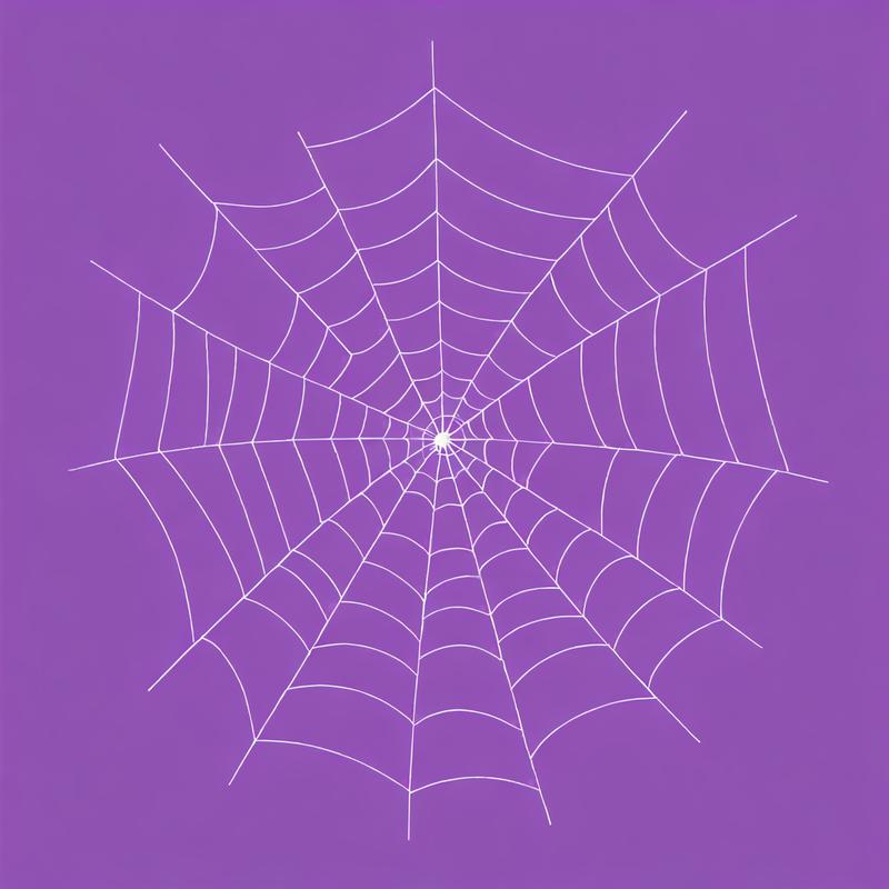 Intricate spider's web glistens on purple backdrop