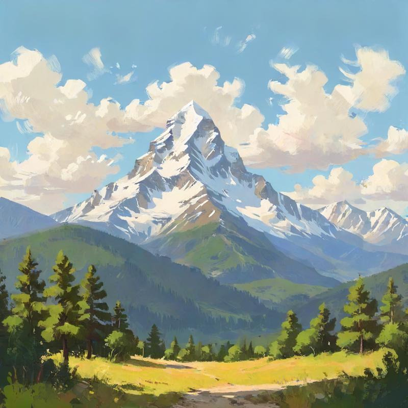 Majestic Mountain Peaks Towering Over Landscape