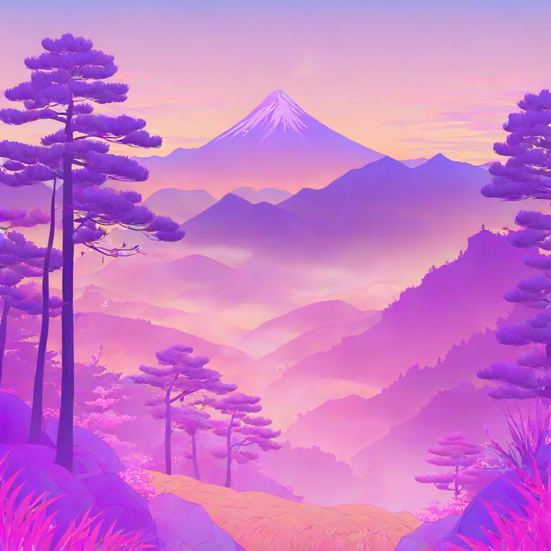 Majestic purple mountain vista graces horizon