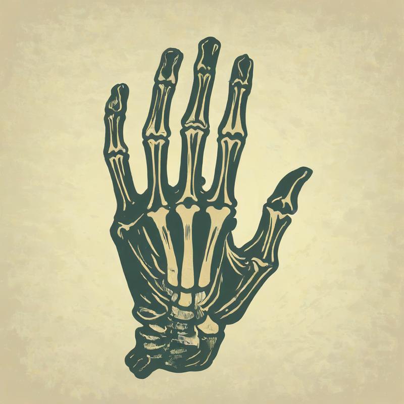 Skeletal hand bones form eerie grasp