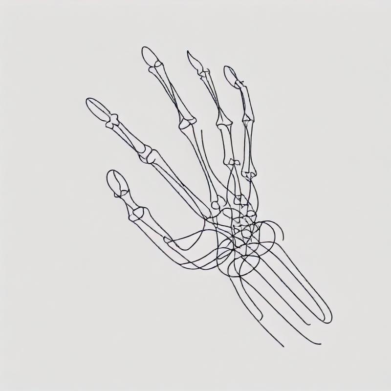 Skeletal hand illustration depicts bone structure