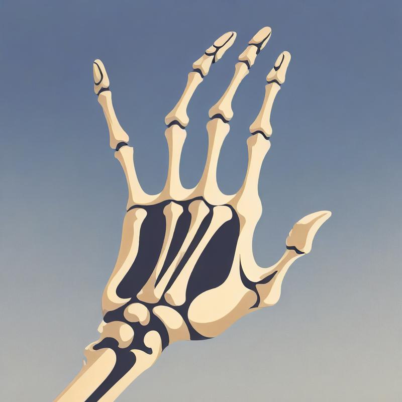 Skeletal hand reaches out from darkness