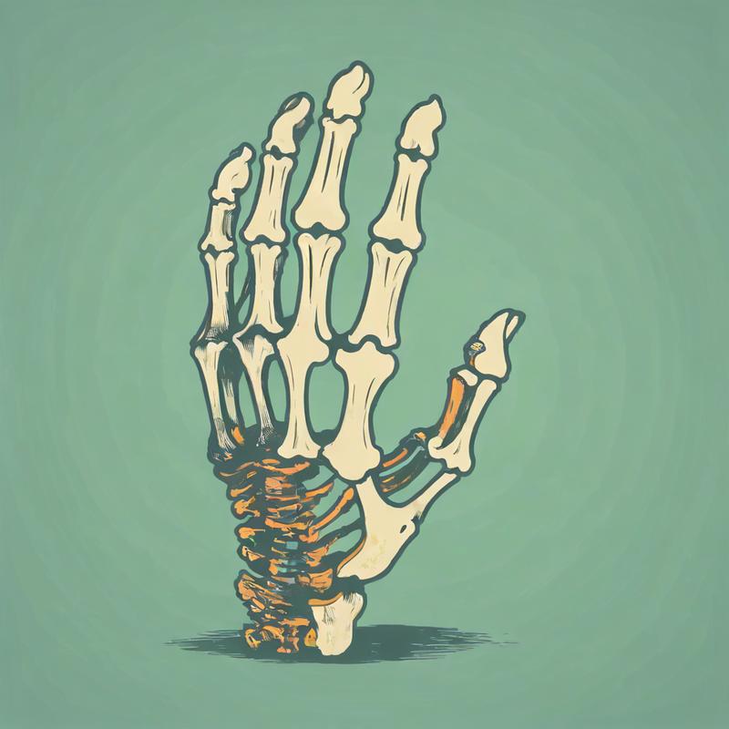 Skeletal hand reaches out from grave