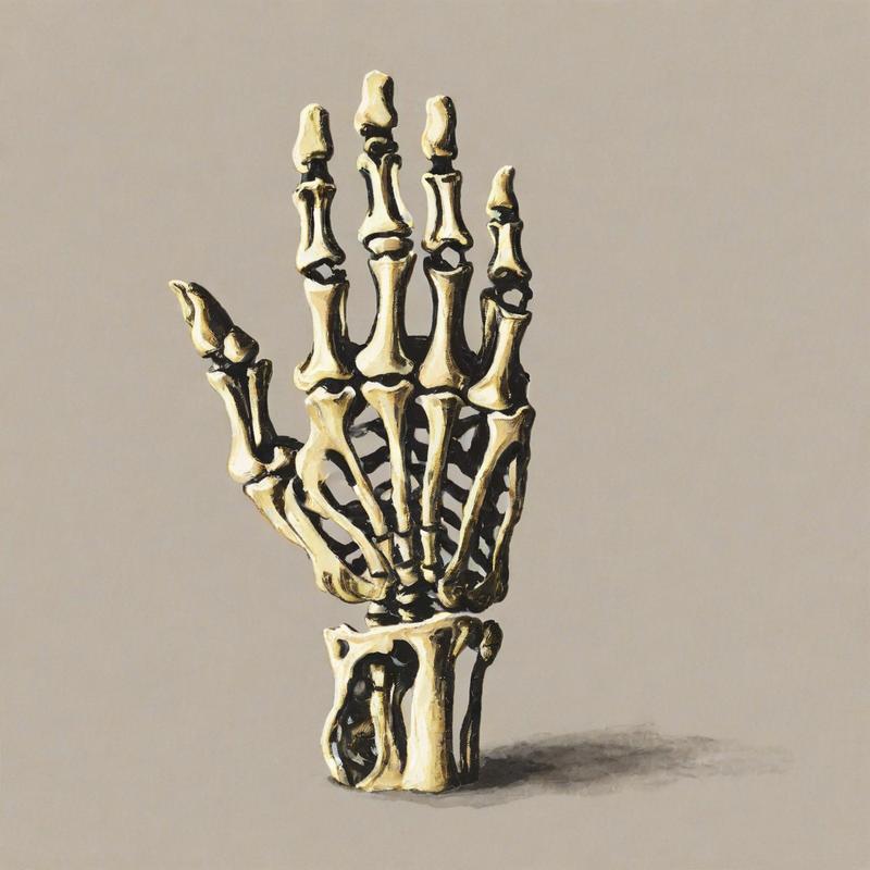 Skeletal hand sculpture captures anatomical detail