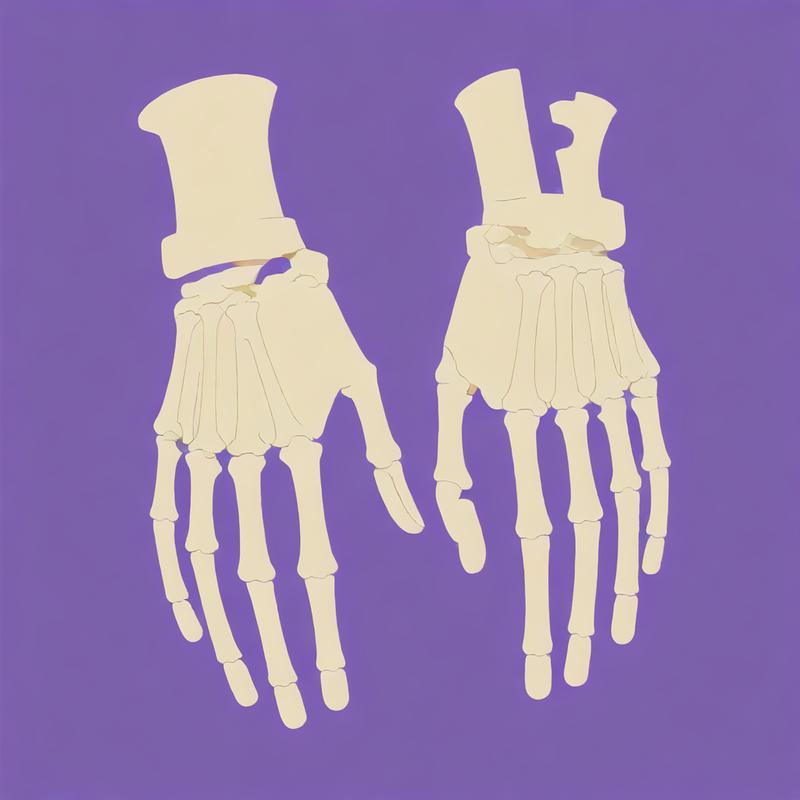 Skeletal hands reach out together