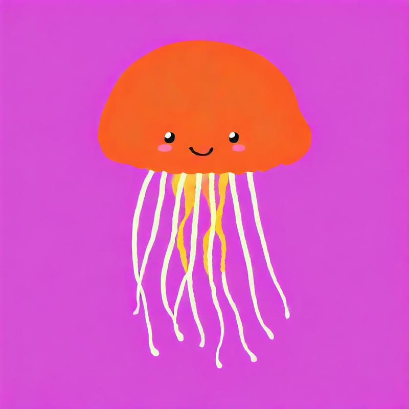 Smiling orange jellyfish drifts gracefully underwater