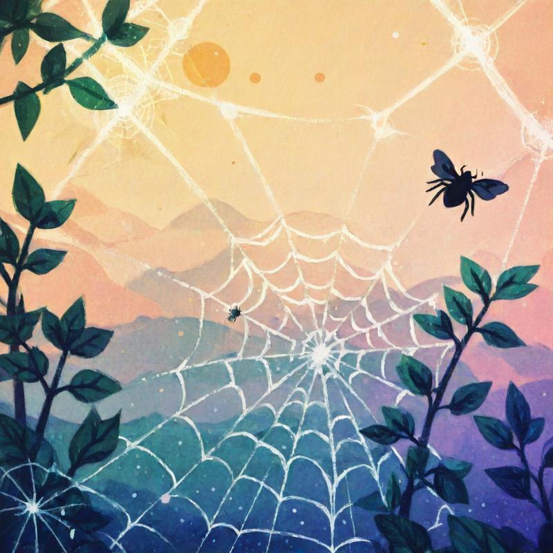 Spiders spin webs in vibrant nature