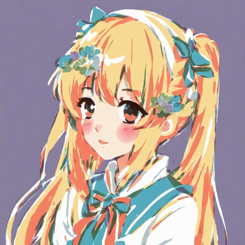 Vibrant anime girl with floral accessories smiles