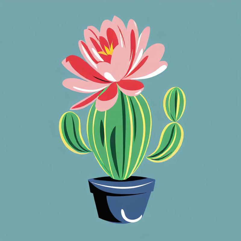 Vibrant cactus flower blooms in pot