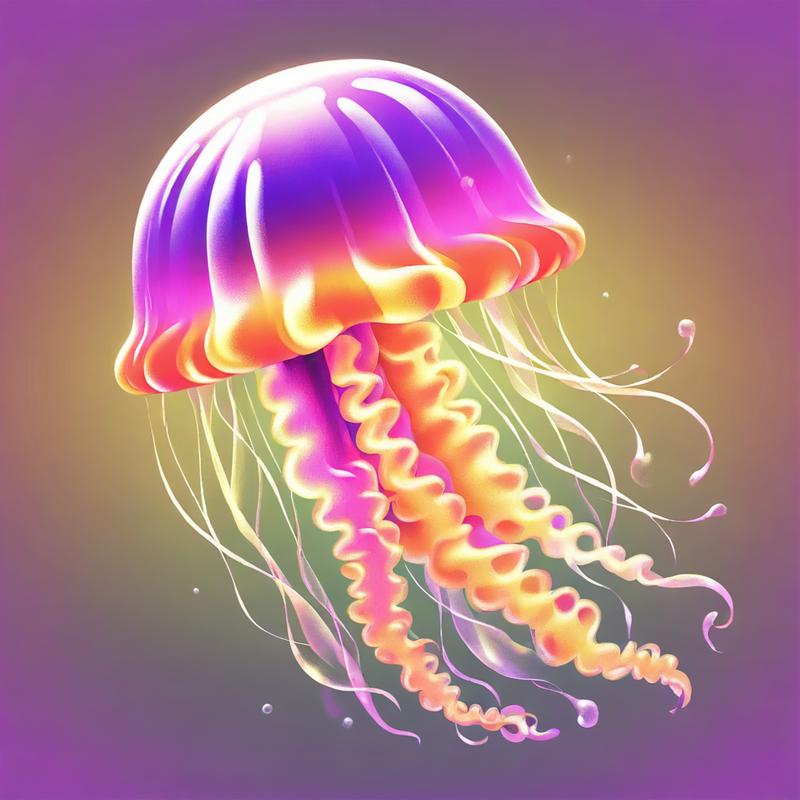 Vibrant jellyfish dances in colorful waters