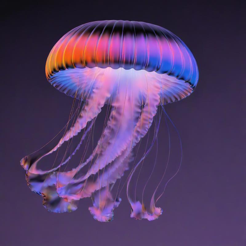 Vibrant jellyfish dances in deep ocean currents