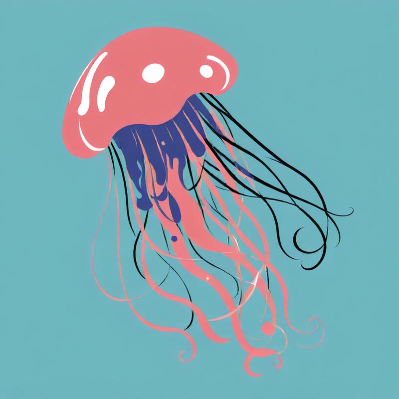 Vibrant jellyfish dances in ocean currents