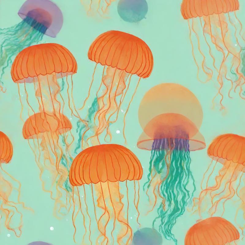 Vibrant jellyfish drift through tranquil waters