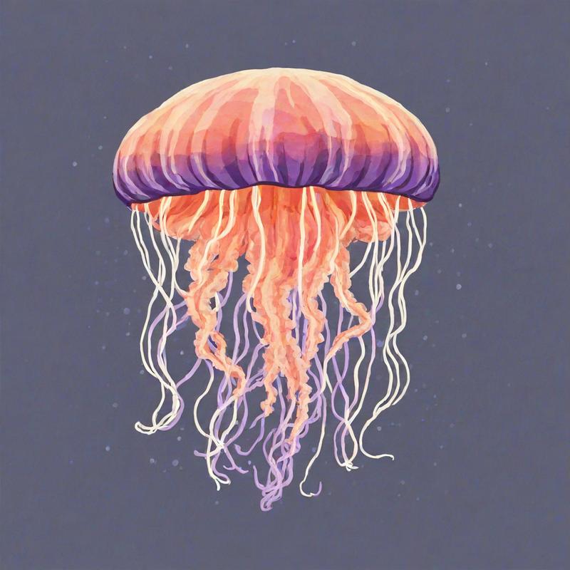 Vibrant jellyfish drifts through cosmic waters