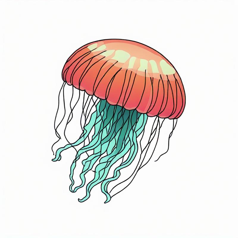 Vibrant jellyfish drifts through ocean currents