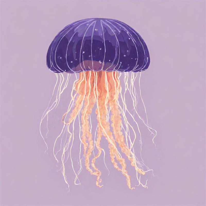 Vibrant jellyfish drifts through tranquil waters