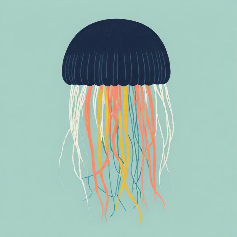 Vibrant jellyfish drifts through tranquil waters