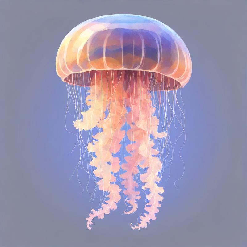 Vibrant jellyfish floats gracefully in ocean depths